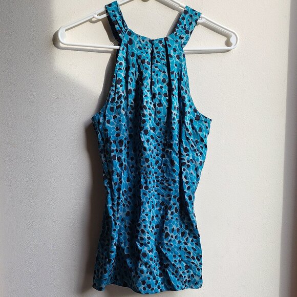 NWOT Ann Taylor Blue/Black Abstract Animal Print Halter Top Size 0 - Picture 15 of 15